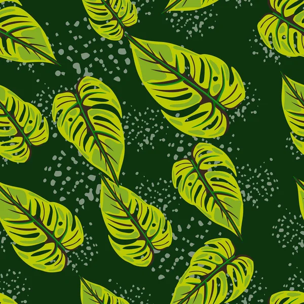 Folha Selva Papel Parede Sem Costura Palma Tropical Decorativa Deixa —  Vetores de Stock