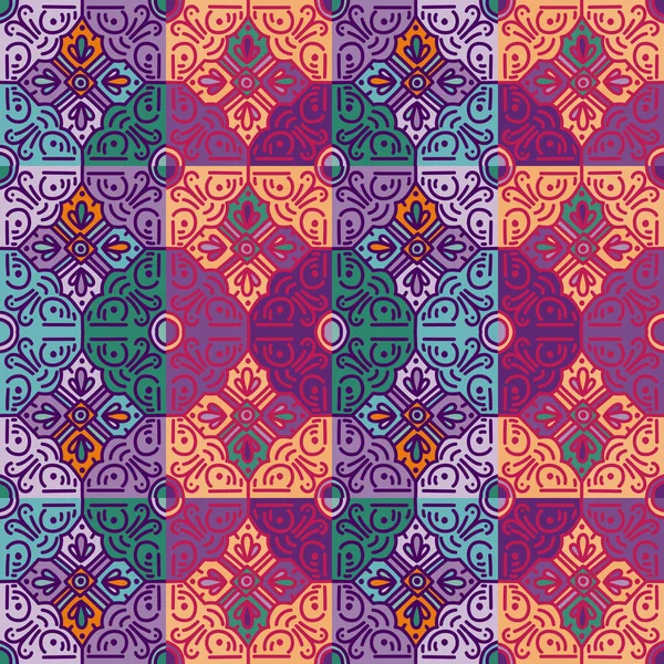 Etnik Çiçekli Mozaik Pürüzsüz Desen Soyut Geometrik Süslemeli Duvar Kağıdı — Stok Vektör
