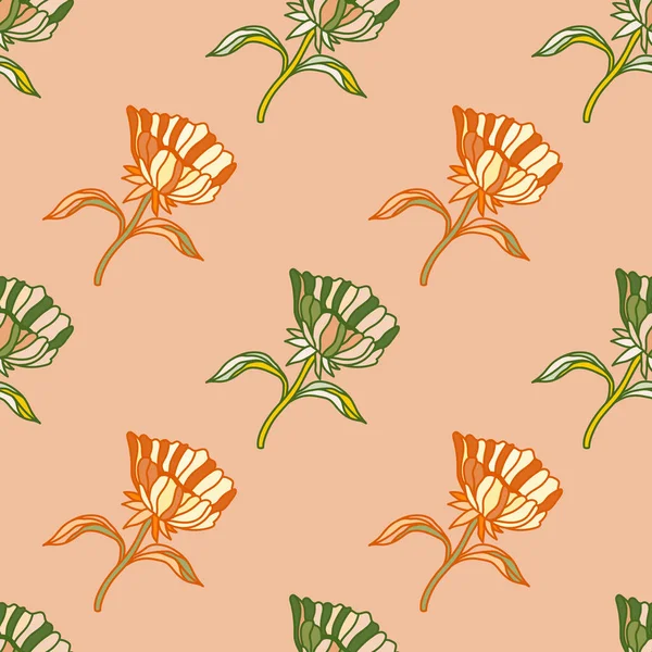 Nahtloses Muster Mit Handgezeichneten Blumen Und Blättern Abstrakte Florale Tapeten — Stockvektor