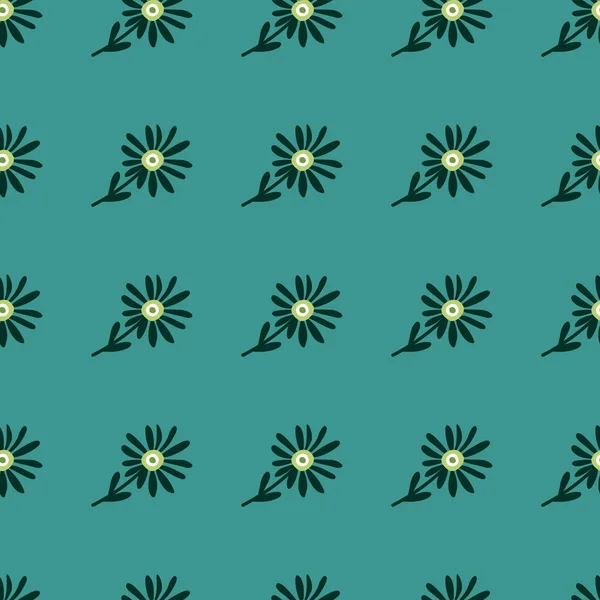Dekorative Einfache Kamillenblüte Nahtloses Muster Einfache Blumige Endlose Hintergrund Stilisiertes — Stockvektor