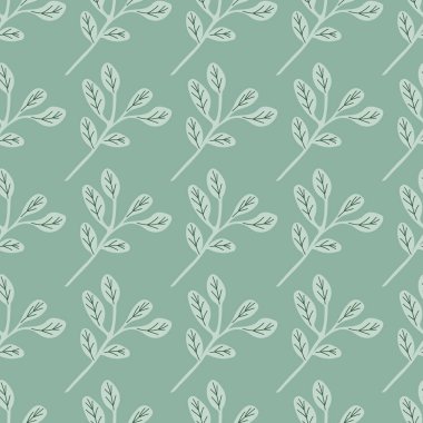 Yaprakları pürüzsüz olan basit dallar. Sonsuz organik arka plan. Dekoratif orman yaprağı sonsuz duvar kağıdı. Kumaş, tekstil baskısı, ambalaj, kapak tasarımı. Vektör illüstrasyonu.
