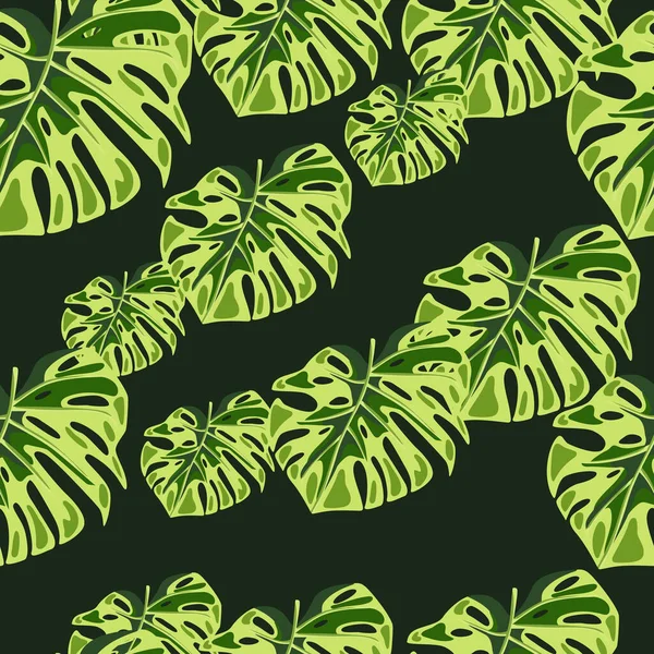 Monstera Hinterlässt Ein Nahtloses Muster Exotische Dschungelpflanzen Endlose Tapete Blätterhintergrund — Stockvektor