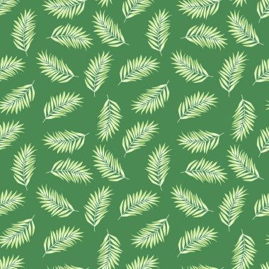 Soyut egzotik bitkilerin kusursuz desenleri. Tropik palmiye yaprakları deseni. Eğrelti otu yaprağı duvar kağıdı. Botanik doku. Çiçek arkaplan. Kumaş, tekstil baskısı, ambalaj, kapak tasarımı. Vektör illüstrasyonu