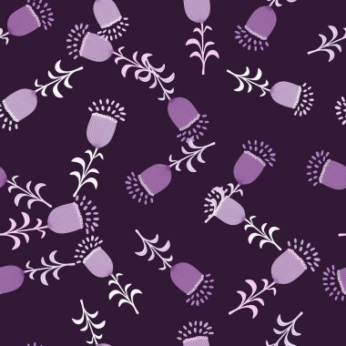 Şekillendirilmiş çiçeklerle kusursuz yay deseni. Zarif botanik geçmişi. Soyut çiçek duvar kâğıdı. Duvar kağıdı, ambalaj kağıdı, tekstil baskısı, kumaş için dekoratif zemin. Vektör illüstrasyonu