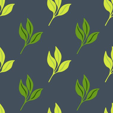 Basit, pürüzsüz bir iz bırakır. Dekoratif orman yaprağı sonsuz duvar kağıdı. Organik arka plan. Kumaş, tekstil baskısı, ambalaj, kapak tasarımı. Vektör illüstrasyonu.