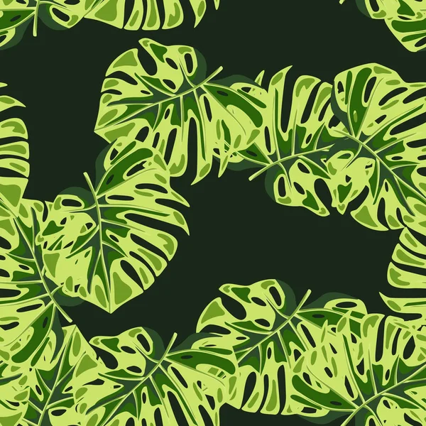 Monstera Zanechává Bezešvé Vzory Exotické Rostliny Džungle Nekonečné Tapety Pozadí — Stockový vektor