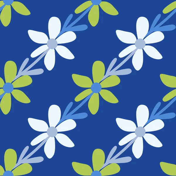 Stylizované Tropické Jednoduché Květinové Bezešvé Vzor Dekorativní Květinové Ozdoby Nekonečné — Stockový vektor