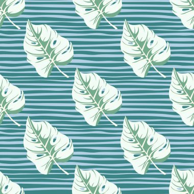 Stilize tropikal desen, palmiye yaprakları çiçek arkaplanı. Soyut egzotik bitkilerin kusursuz desenleri. Botanik yaprak duvar kağıdı. Kumaş, tekstil baskısı, ambalaj, kapak tasarımı. Vektör illüstrasyonu