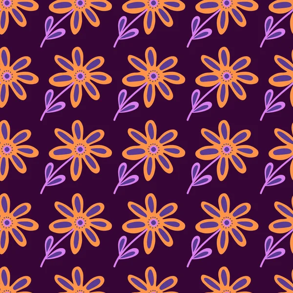Handgezeichnete Florale Tapete Niedliche Blume Nahtlose Muster Naiver Kunststil Einfaches — Stockvektor