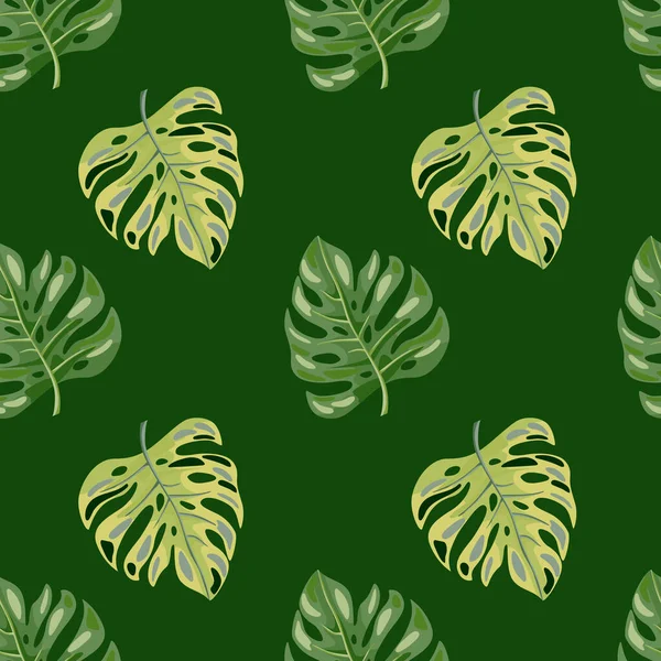 Stiliserad Monstera Lämnar Sömlöst Mönster Löv Bakgrund Hawaiian Regnskog Blommig — Stock vektor