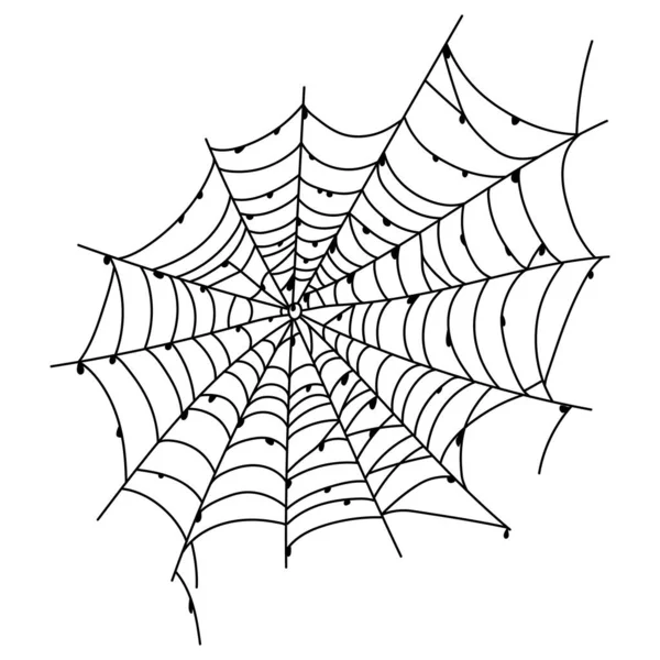 Korkunç Örümcek Ağı Izole Edilmiş Ürkütücü Cadılar Bayramı Süsü Örümcek — Stok Vektör