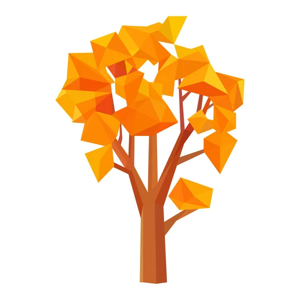 Abstraktes Low Poly Herbstbaum Symbol Isoliert Geometrischer Polygonaler Stil Low — Stockvektor