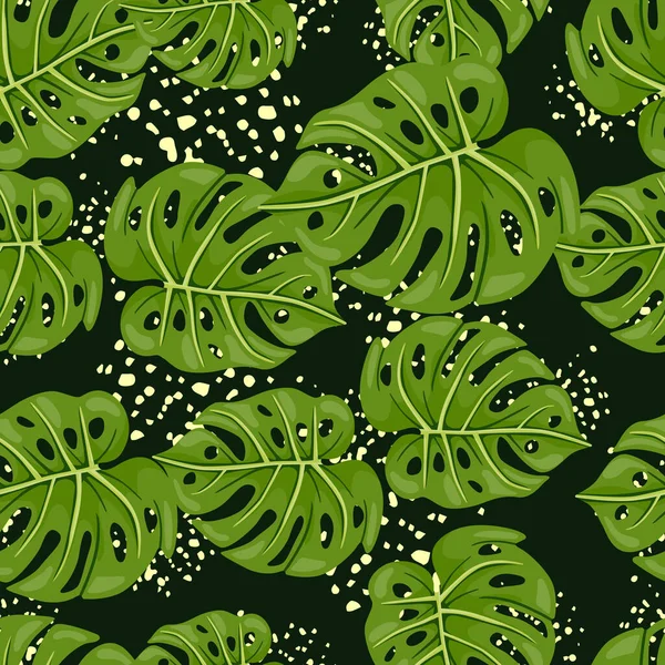 Dekorativa Tropiska Löv Sömlös Mönster Stiliserade Exotiska Blad Bakgrund Moderna — Stock vektor