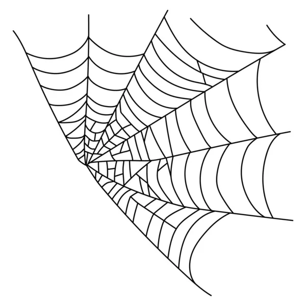 Telaraña Asustadiza Aislada Espeluznante Decoración Halloween Esquema Ilustración Vector Cobweb — Vector de stock