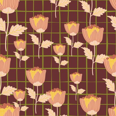 Çiçeklerin kusursuz desenlerini biçimlendir. Zarif botanik geçmişi. Soyut çiçek duvar kâğıdı. Kumaş, tekstil, ambalaj, örtü için tasarım. Vektör illüstrasyonu