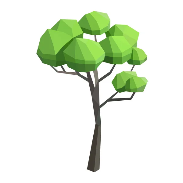Soyut Düşük Polyester Ağaç Simgesi Izole Edildi Geometrik Çokgen Stili — Stok Vektör
