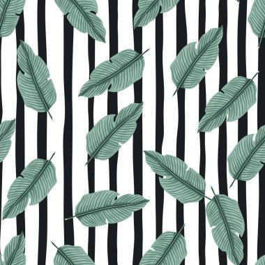Tropikal yaprak dikişsiz desen. Egzotik yaprak arka planı. Orman bitkileri sonsuz duvar kağıdı. Yağmur ormanları çiçek arkaplanı. Kumaş, tekstil baskısı, ambalaj, kapak tasarımı. Vektör illüstrasyonu