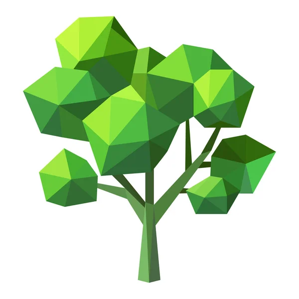 Soyut Düşük Polyester Ağaç Simgesi Izole Edildi Geometrik Çokgen Stili — Stok Vektör