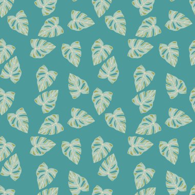 Botanik yaprak duvar kağıdı. Tropik desenler, palmiye yaprakları çiçek arkaplanı. Soyut egzotik bitkilerin kusursuz desenleri. Kumaş, tekstil baskısı, ambalaj, kapak tasarımı. Vektör illüstrasyonu