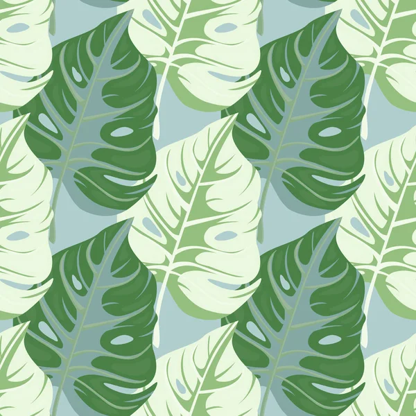 典型的热带模式 棕榈叶植物背景 异国情调植物无缝图案 植物叶墙纸 面料设计 纺织品印花 矢量说明 — 图库矢量图片