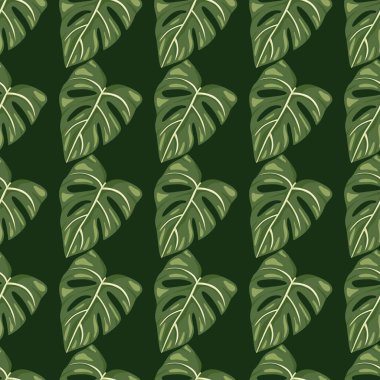 Botanik yaprak duvar kağıdı. Tropik desenler, palmiye yaprakları çiçek arkaplanı. Soyut egzotik bitkilerin kusursuz desenleri. Kumaş, tekstil baskısı, ambalaj, kapak tasarımı. Vektör illüstrasyonu