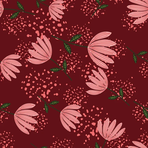 热带花卉无缝图案 手绘可爱的花卉无尽的背景 简单的面料设计 纺织品印花 矢量说明 — 图库矢量图片
