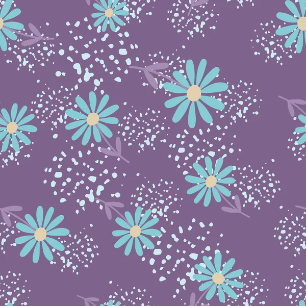 Aster Flower Seamless Pattern Malá Heřmánková Květinová Tapeta Roztomilý Jednoduchý — Stockový vektor