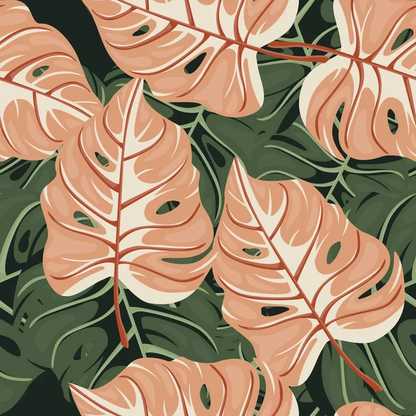 Stilisiertes Tropisches Muster Palmblätter Blumiger Hintergrund Abstrakte Exotische Pflanze Nahtlose — Stockvektor