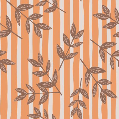 Organik yapraklar pürüzsüz. Dekoratif orman yaprağı duvar kağıdı. Botanik geçmişi. Kumaş, tekstil baskısı, ambalaj, kapak tasarımı. Vektör illüstrasyonu.