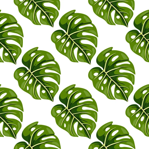 装飾的な熱帯の葉のシームレスなパターン 様式化されたエキゾチックな葉の背景 現代のジャングルの植物無限の壁紙 熱帯雨林の花のハワイの背景 ベクターイラスト — ストックベクタ