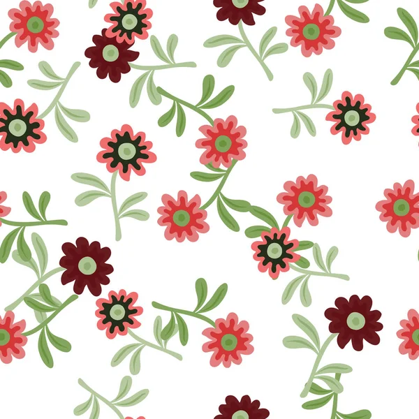 Cute Flower Seamless Pattern Simple Style Hand Drawn Floral Endless — Stock Vector