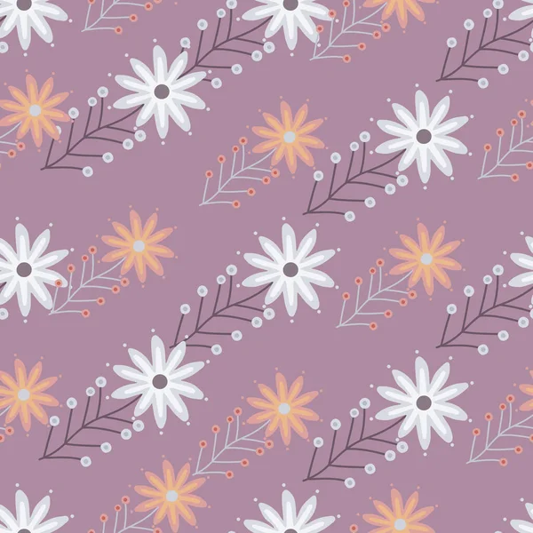 Cute Chamomile Kecil Hiasan Bunga Wallpaper Aster Bunga Pola Mulus - Stok Vektor