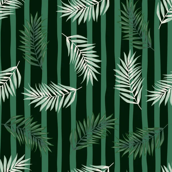 异国情调植物无缝图案 热带棕榈叶型 蕨叶墙纸 植物学纹理 植物的背景 面料设计 纺织品印花 矢量说明 — 图库矢量图片