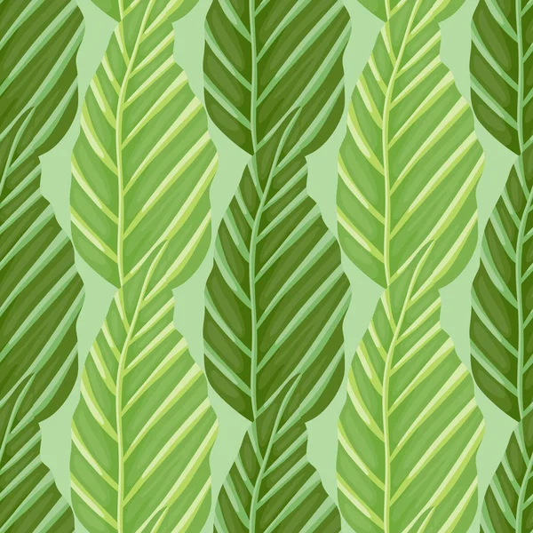 装饰热带棕榈叶无缝图案 丛林树叶壁纸 异型植物质感 矢量花的背景 纺织品印花 包覆的设计 — 图库矢量图片