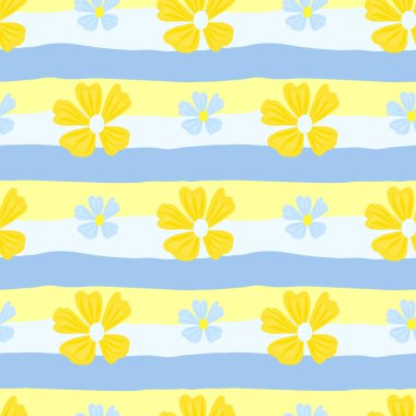 Papatya çiçeği pürüzsüz deseni basit bir şekilde. Soyut çiçek arkaplanı. Kumaş, tekstil baskısı, ambalaj, kapak tasarımı. Vektör illüstrasyonu