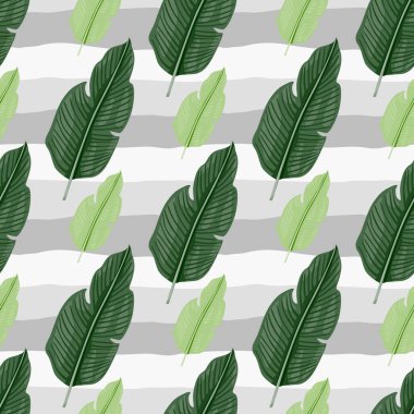 Tropikal yaprak dikişsiz desen. Egzotik yaprak arka planı. Orman bitkileri sonsuz duvar kağıdı. Yağmur ormanları çiçek arkaplanı. Kumaş, tekstil baskısı, ambalaj, kapak tasarımı. Vektör illüstrasyonu