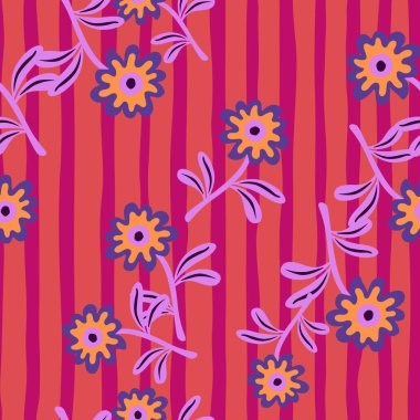 Basit bir şekilde sevimli, dikişsiz desen. El çizimi, bitmeyen çiçek arkaplanı. Kumaş, tekstil baskısı, ambalaj ve kapak için stilize tasarım. Vektör illüstrasyonu