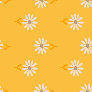 Aster çiçeği pürüzsüz desen. Papatya çiçeği süsü duvar kağıdı. Kumaş, tekstil baskısı, ambalaj ve kapak için şirin bir tasarım. Vektör illüstrasyonu
