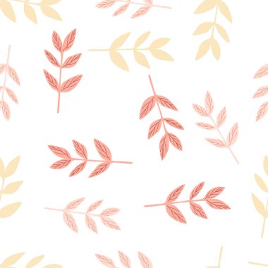 Organik yapraklar pürüzsüz. Dekoratif orman yaprağı duvar kağıdı. Botanik geçmişi. Kumaş, tekstil baskısı, ambalaj, kapak tasarımı. Vektör illüstrasyonu.
