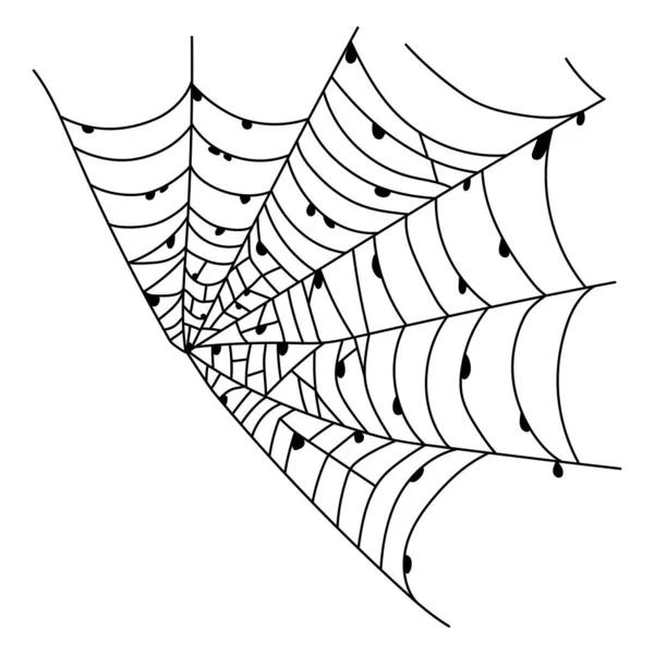 Telaraña Asustadiza Aislada Espeluznante Decoración Halloween Esquema Ilustración Vector Cobweb — Vector de stock