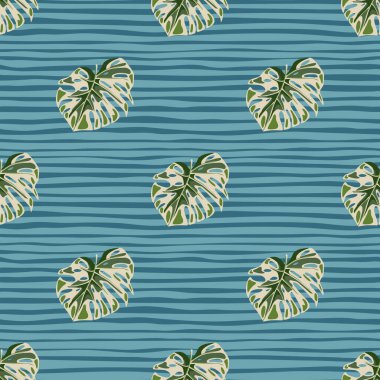 Canavar kusursuz bir iz bırakır. Egzotik orman bitkileri sonsuz duvar kağıtları. Yaprak arkaplan. Hawaii yağmur ormanları çiçek arkaplanı. Kumaş, tekstil baskısı, ambalaj, kapak tasarımı. Vektör illüstrasyonu