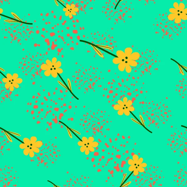 素朴なアートスタイルの小さな花のシームレスなパターン 装飾的な花の装飾の壁紙 テキスタイルプリント ラッピング カバーのためのシンプルなデザイン ベクターイラスト — ストックベクタ