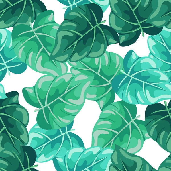Stilisierte Tropische Blätter Mit Nahtlosem Muster Dekorative Blatt Hintergrund Moderne — Stockvektor