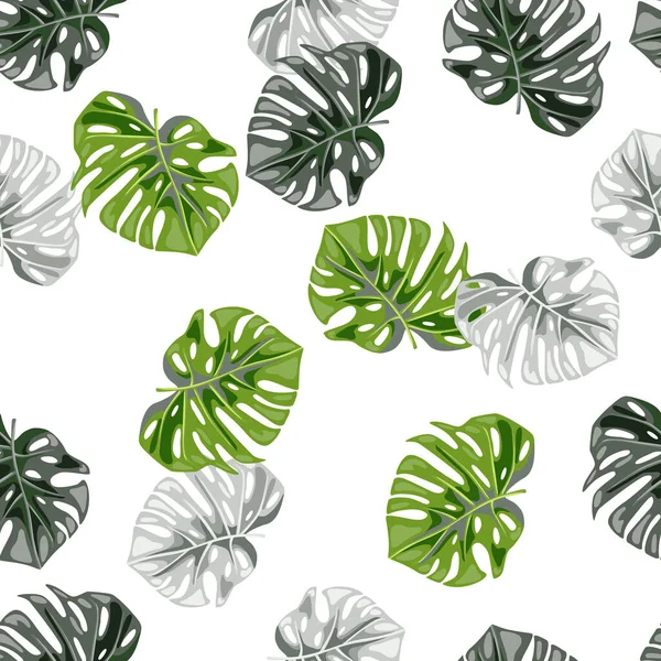 Monstera Laisse Motif Sans Couture Plantes Exotiques Jungle Papier Peint — Image vectorielle
