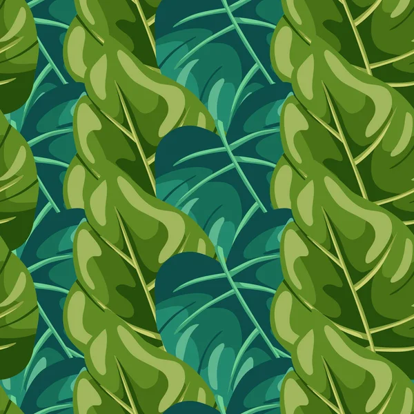 Stilize Tropikal Yapraklar Pürüzsüz Desen Dekoratif Yaprak Arka Planı Modern — Stok Vektör