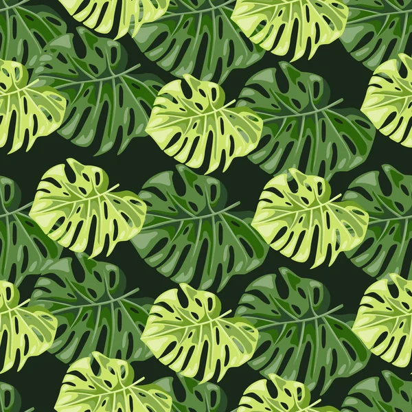 Monstera Hinterlässt Ein Nahtloses Muster Exotische Dschungelpflanzen Endlose Tapete Blätterhintergrund — Stockvektor