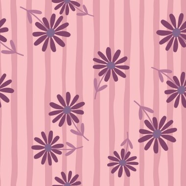 Aster çiçeği pürüzsüz desen. Papatya çiçeği süsü duvar kağıdı. Kumaş, tekstil baskısı, ambalaj ve kapak için şirin bir tasarım. Vektör illüstrasyonu