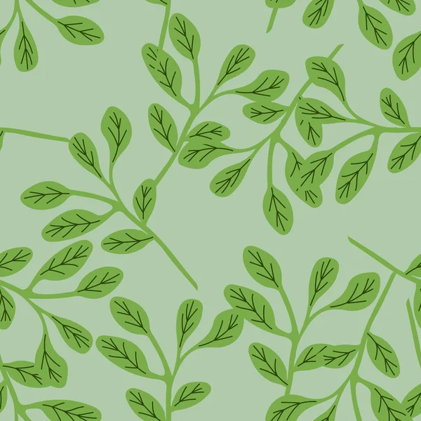 Branches Simples Avec Des Feuilles Motif Sans Couture Fond Organique — Image vectorielle