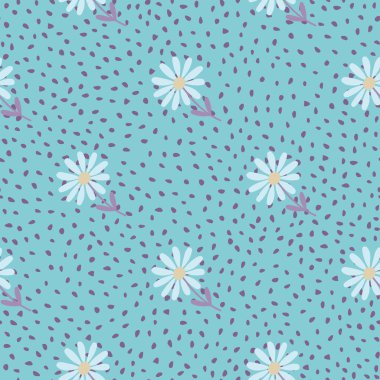 Aster çiçeği pürüzsüz desen. Papatya çiçeği süsü duvar kağıdı. Kumaş, tekstil baskısı, ambalaj ve kapak için şirin bir tasarım. Vektör illüstrasyonu