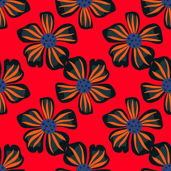 简单风格的花卉无缝图案 菊花无边无际 夏天的面料 纺织品印花 矢量说明 — 图库矢量图片